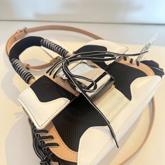 NWT STEVE MADDEN BDIEGO SATCHEL CROSSBODY BAG BLACK TAN ATHLETIC INSPIRED - Picture 5 of 6